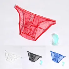 Men Briefs Sexy Men Transparent And Breathable Underwear Mesh Ultra-Thin Pure Color See-Through Briefs Erotic Temptation Thongs