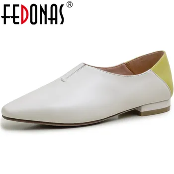 

FEDONAS Women Pumps Cow Leather Square Toe 2020 Basic Shoes Working Shoes New Arrival Concise Spring Summer Shoes Woman