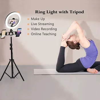 

10INCH 26CM USB LED Light Selfie Ring Lamp with Tripod Phone Holder for iPhone 11 Pro Max Makeup Photography Video