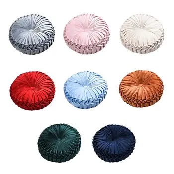 

Nordic home cushion Cushion Round Solid Color Pleated Floor Pillow Diameter 38 * 10CM