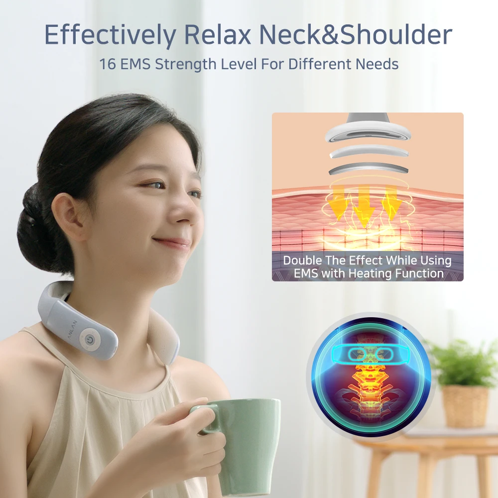 ANLAN Electric Neck Shoulder Massager Smart Cervical Vertebra Massager Pain Relief Tool Pulse Heating Relieve Stress Health Care