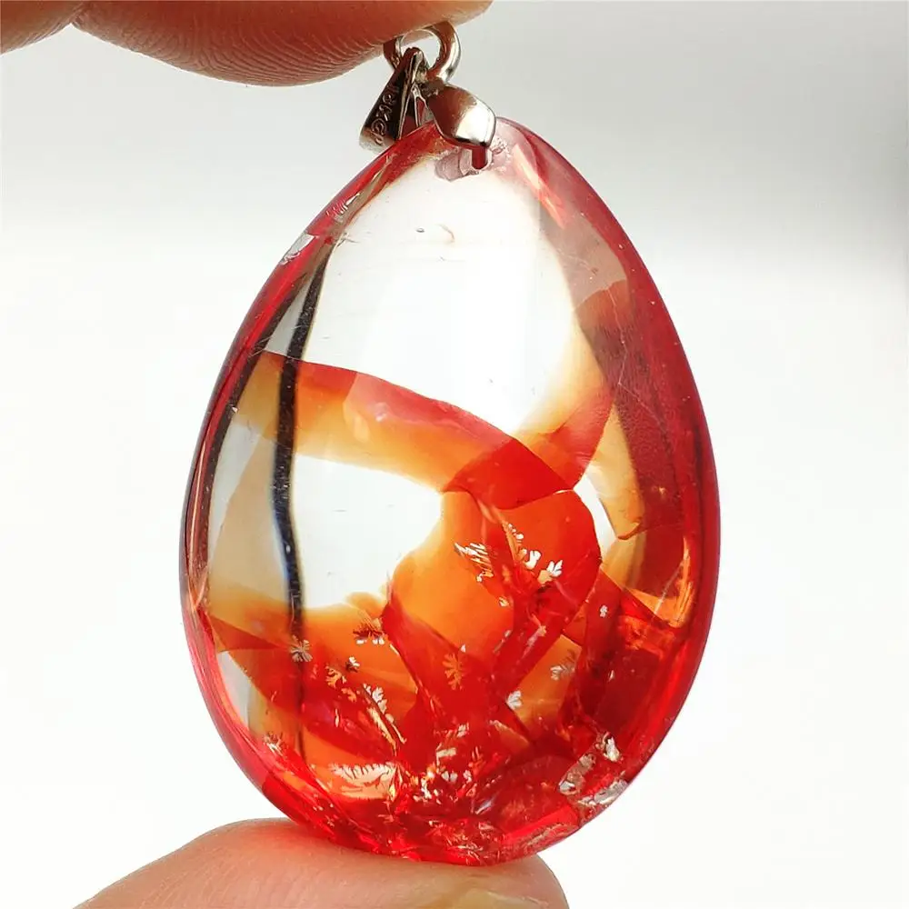 

Newly Natural Red Limonite Phantom Quartz Multi-inclusions 36x27x17mm Tree Leaf Necklace Pendant Women Man Rare Fashion AAAAA