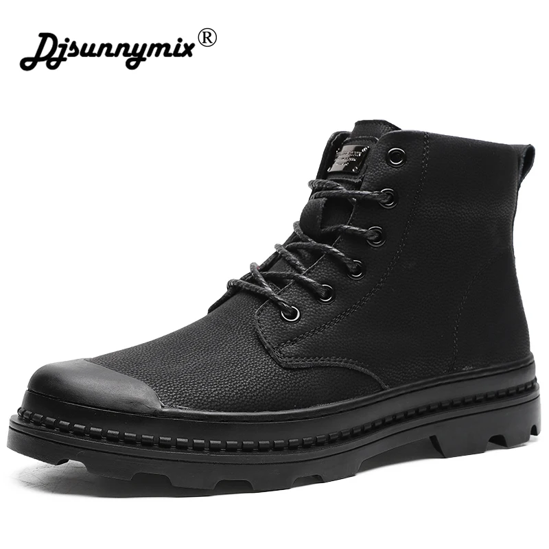 Boots Men Genuine Leather Sneakers Boots Fashion Winter Snow Warm Boots Men Lace Up Breathable Footwear Men Casual Shoes