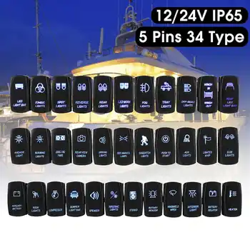 

1x 12V/20A 24V/10A Car Boat Rocker Switch ON-OFF 5 Pins Blue Dual LED Light Rocker Switches
