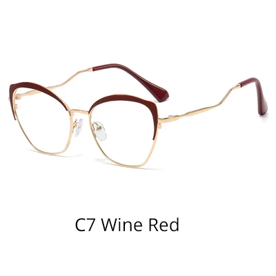 C7 Wine Red Ralferty розовые очки Женская оправа металлические очки очки Glases Zero No Diopter оправы для оптических линз F95546 - Цвет оправы: C7 Wine Red