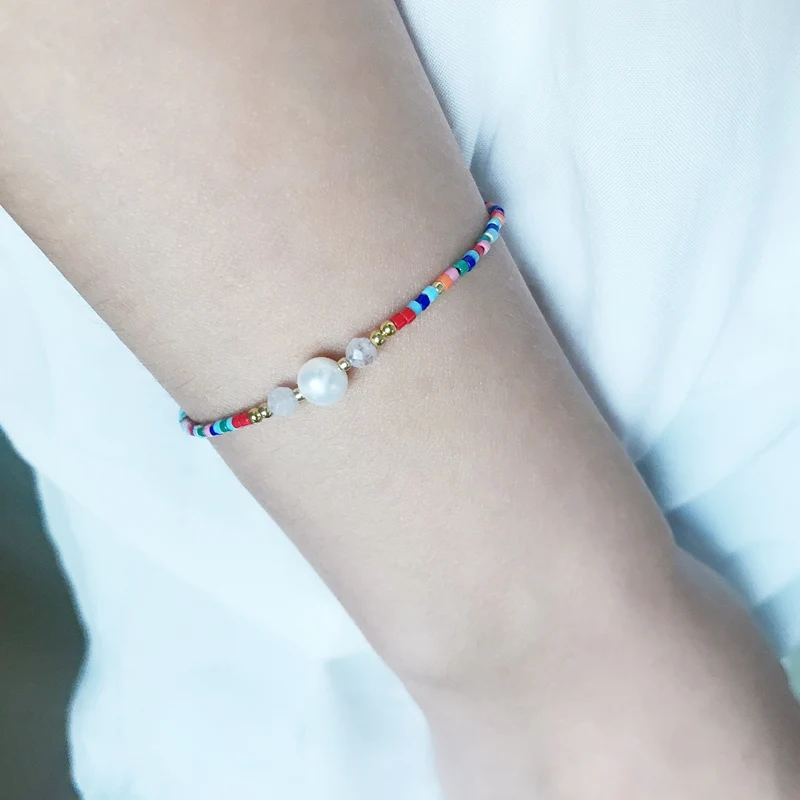 

Multi Color Beads Bracelet Homme Handmade Woven Delica Pearl Glass Stone Jewelry Pulseras Enthnic Miyuki Bracelet Gift Wholesale