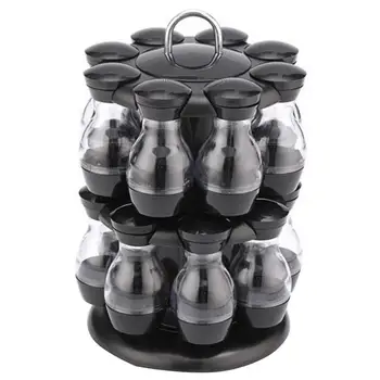 

16pcs Rotating Seasoning Pot and Rack Seasoning Jars Condiment Pot Seasoning Box