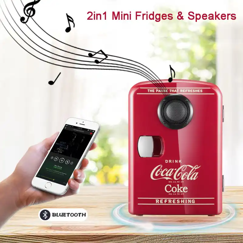 2in1 mini buzdolabi ve hoparlorler araba ev cift kullanimli kamp kucuk buzdolabi bluetooth hoparlor sogutma isitma dc 12v sogutma