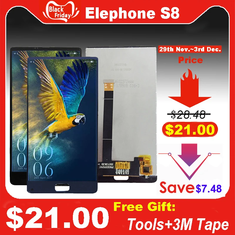 ЖК дисплей и тачскрин для Elephone S8 6 0 дюйма 100% испытанный дигитайзер в сборе Сменные