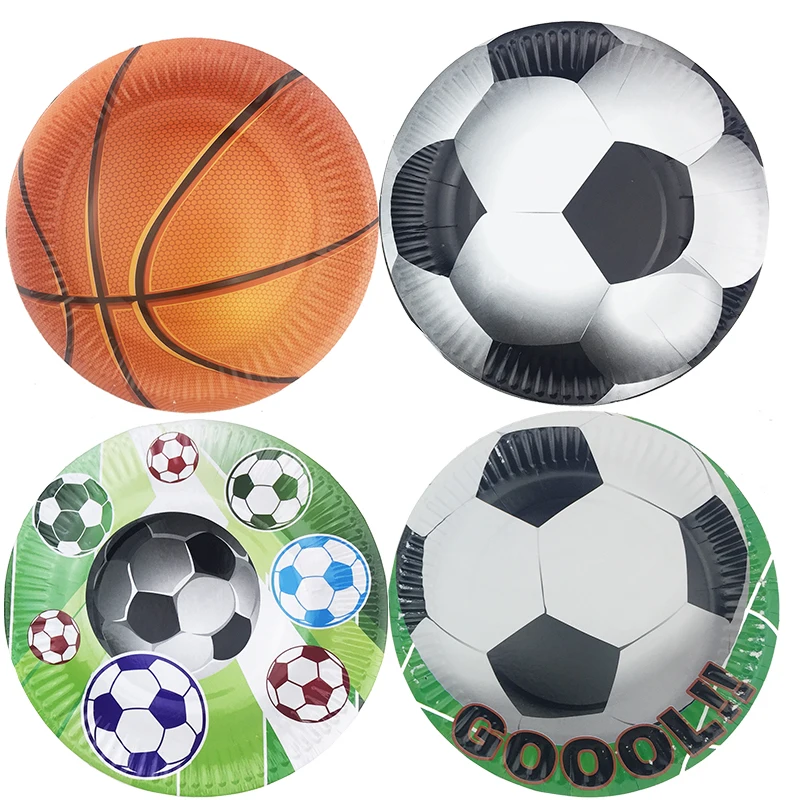 

10pcs/lot basketball Football Party Paper Plate Disposable Paperboard Cute Plate Birthday Dish Supplies Kids Favors