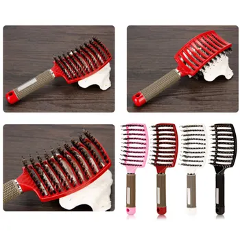 

Hair Massage Comb Bristle Nylon Women Wet Curly Detangle Hair Brush for Salon Hairdressing Styling Tools -