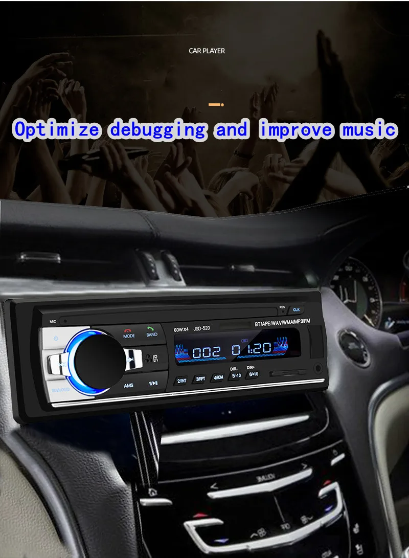 Rádio do carro áudio fm bluetooth mp3