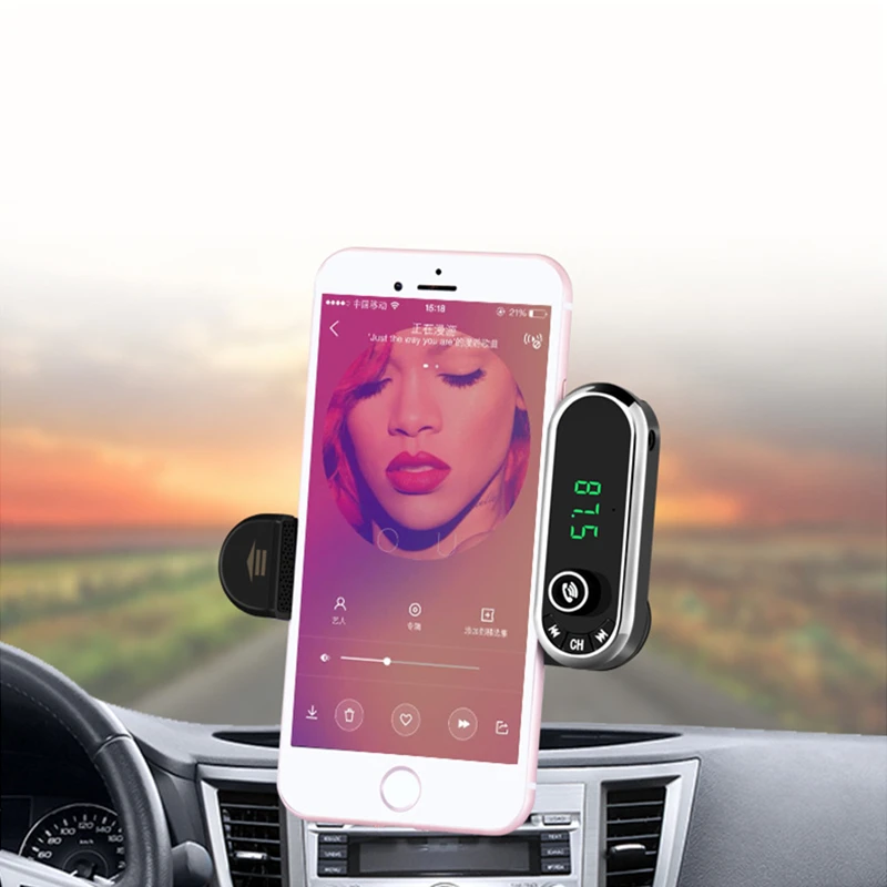 

2 in 1 Function F1 Car Bluetooth Speakerphone Phone Bracket Car MP3 Player FM FM Transmitter AUX Access with USB Car Charger