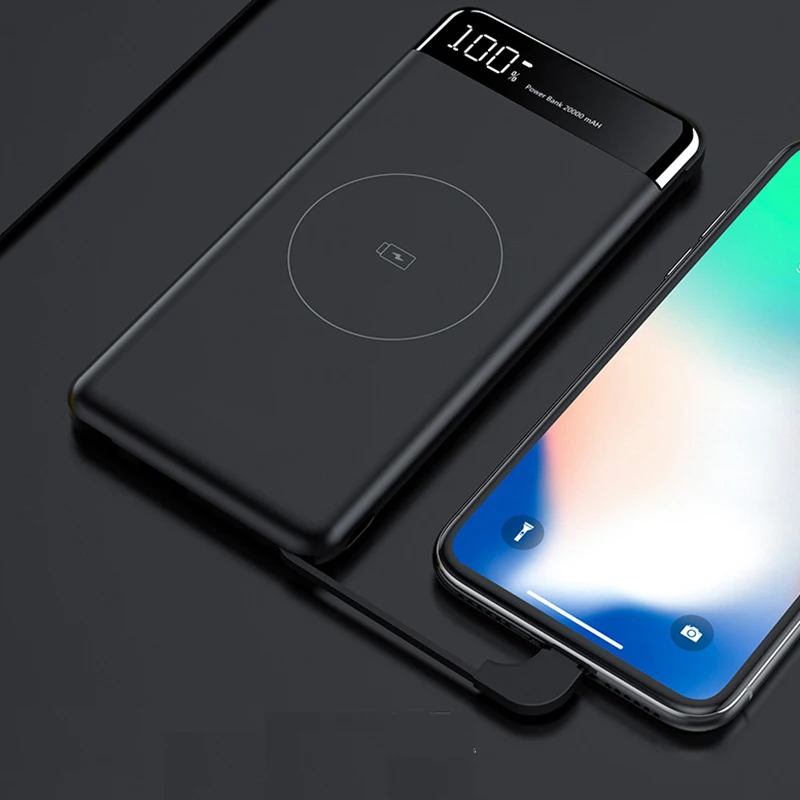 10000 мАч Qi Беспроводное зарядное устройство, внешний аккумулятор для Xiaomi Mi 9 iPhone, тонкий внешний аккумулятор, быстрая Беспроводная зарядка, внешний аккумулятор