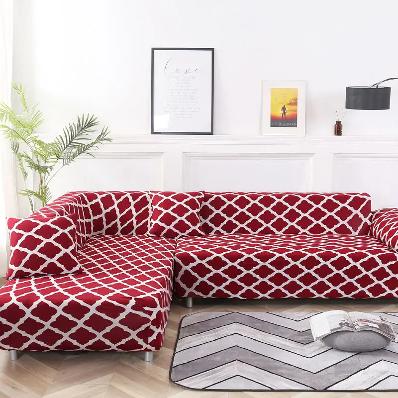 Геометрические чехлы для угловых диванов, 1/2 шт., l-образные эластичные чехлы для диванов для гостиной, набор диванов, растягивающийся спандекс, чехлы для влюбленных