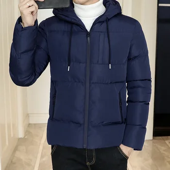 

Thoshine Brand Spring Autumn Winter Men Thick Parkas Hooded Slim Fit Solid Color Male Outerwear Jackets Basic Coats Pockets
