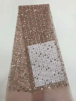 

2019 High Quality White Color African Voile Flannel Lace Fraric With Sequins for Nigerian Wedding FDF92