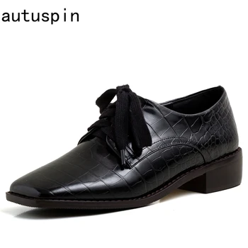 

Women Autumn Genuine Leather Loafers 2020 High Quality Summer Cross Tied Chunky Flat Shoes OL Office Work Casual Shoes Woman