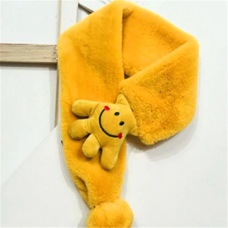 T25-yellow Серия Han, осенне-зимний шарф из кроличьей шерсти с магнитом, меховой воротник для мальчиков и девочек, маленький воротник с мультипликационным принтом, T25 - Цвет: T25-yellow