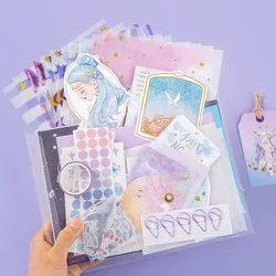 64/107 pçs material papel washi fita adesivo conjunto de cartões de papel de escrita diy diário scrapbooking decoração jornaling papelaria