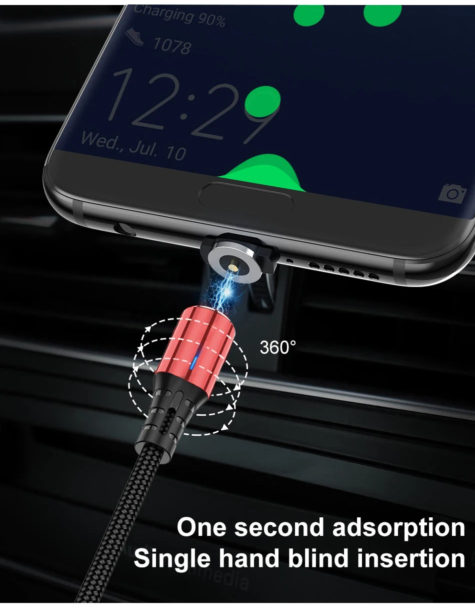 USLION металлический корпус светодиодный магнитный кабель usb type C для samsung Micro USB кабель для Xiaomi для iPhone 11 Магнитная вилка Быстрая зарядка