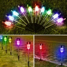 2 шт Красочный Солнечный свет из нержавеющей стали газон уличный светильник светодиодное садовое освещение для дорожки на участке света