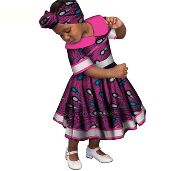 

African Clothes 2020 News Scarf Dress Set Children Wax African Dresses for Women Baby Girl Dashiki Print Party Fashion Clothes