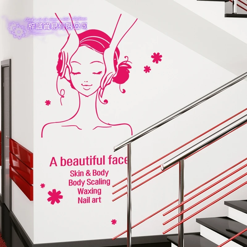 DCTAL Beauty Salon Sticker Spa Massage Decal Beauty Posters Vinyl Wall Decals Decor Mural Beauty Salon Sticker