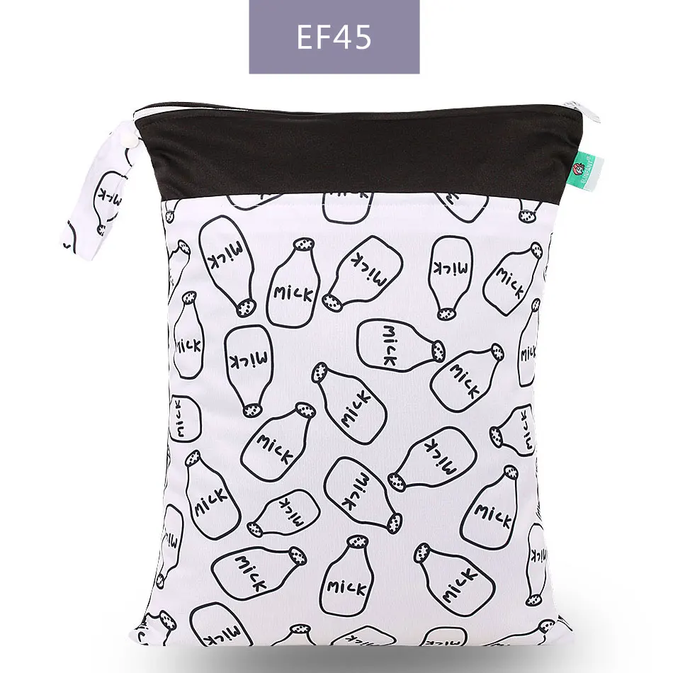 EF45-wet bag Elinfant 1 шт. многоразовая водонепроницаемая сумка для подгузников с модными принтами влажная сухая сумка для подгузников с двойным карманом тканевые сумки с ручками 30*40 см - Цвет: EF45-wet bag