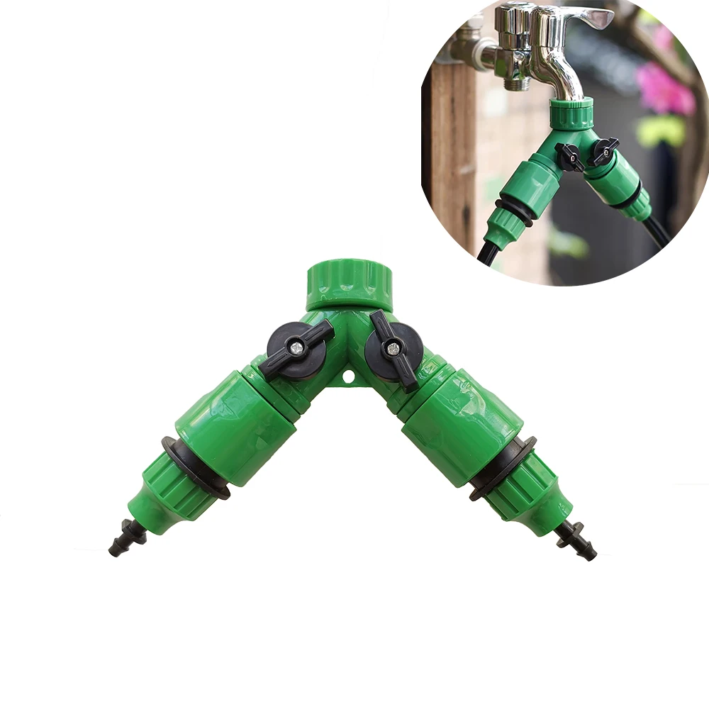

2 Way Connector Adaptor with Quick Connector 1/2 Inch Garden Irrigation 2 Way Splitter Connector Water Hose Quick Adaptor