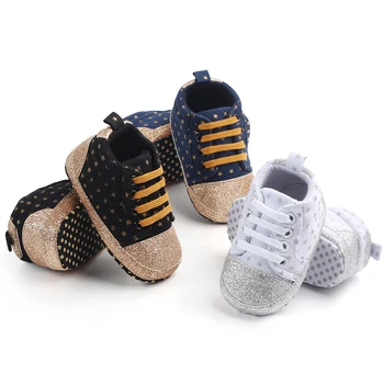 

New Baby Canvas Classic Sports Sneakers Newborn Baby Boy Girl Print Star First Walkers Shoes Infant Toddler Anti-slip Baby Shoes