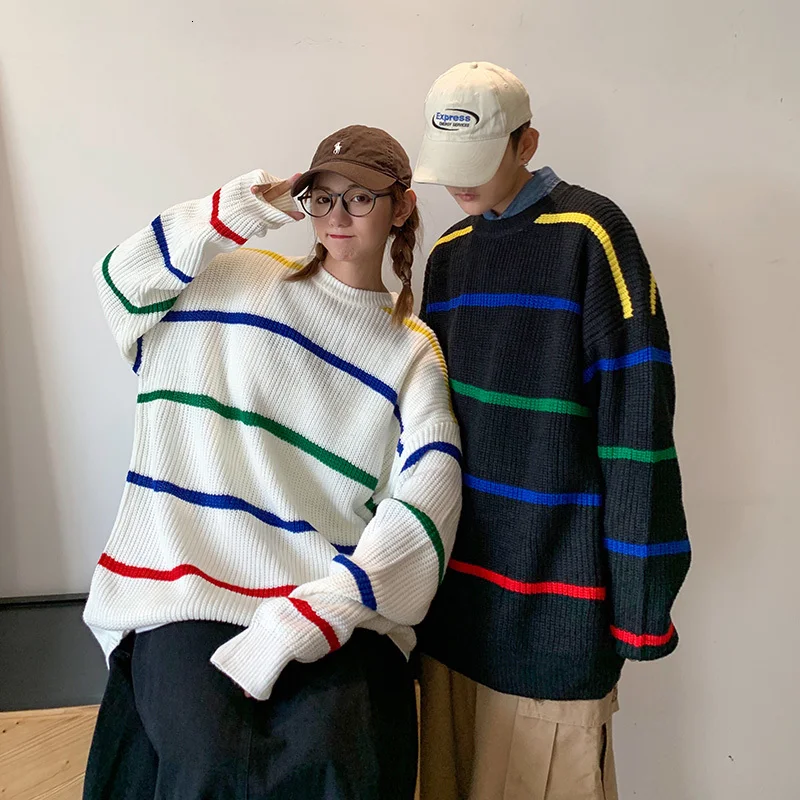 Winter Thick Sweater Men Warm Fashion Sweter Contrast Color Casual Knit Sweaters Men Loose Striped Pullover Male Clothes Winter Thick Sweater Men Warm Fashion Sweter Contrast Color Casual Knit Sweaters Men Loose Striped Pullover Male Clothes