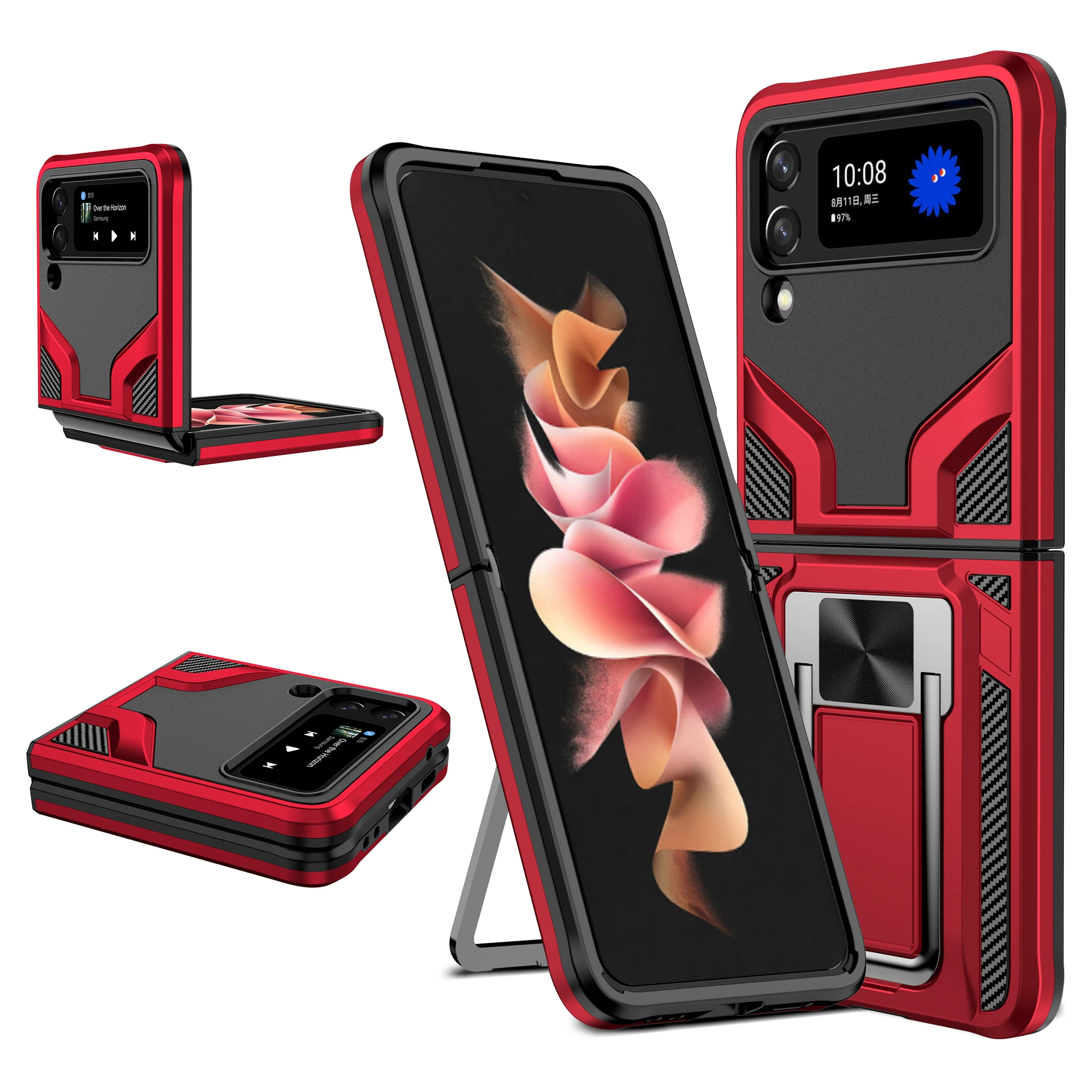galaxy z flip3 case Ring Armor Case for Samsung Galaxy Z Flip 3 5G Heavy Duty Protective Rugged Shock-Absorbing Magnetic Car With Stand Case Z Flip3 samsung galaxy z flip3 phone case