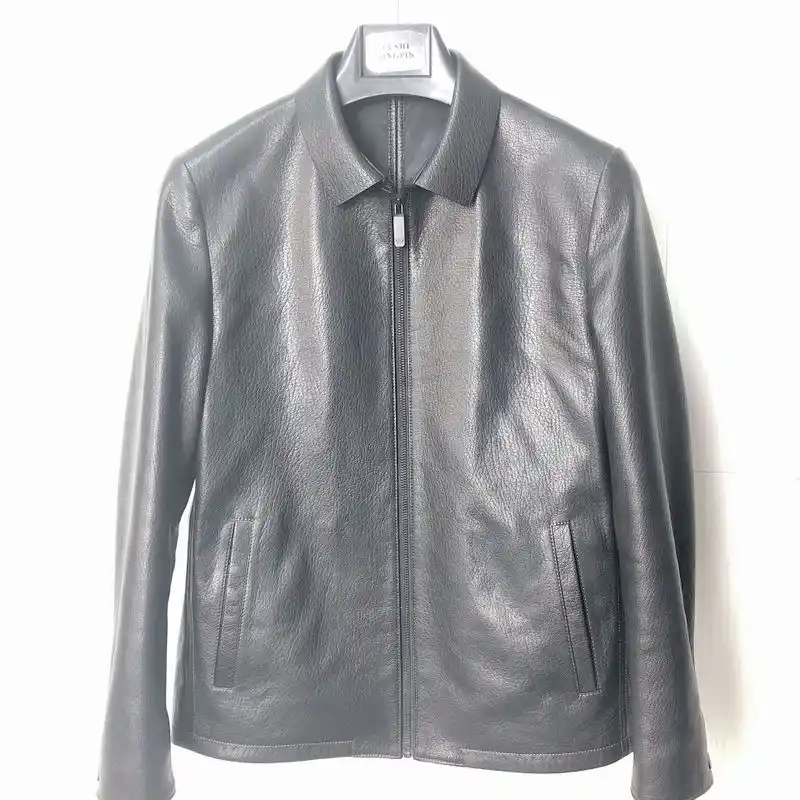 jaqueta de couro de cabra masculina