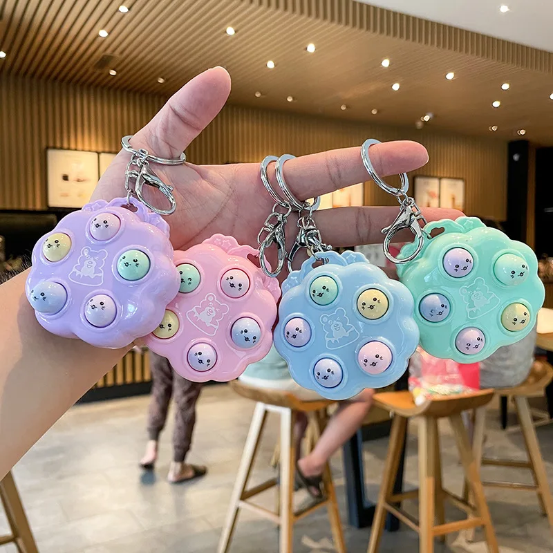 

DIY Kawaii fidget toys whack a mole keychain Simple Dimple fidget board portable antistress decompression toys Family Key Chain