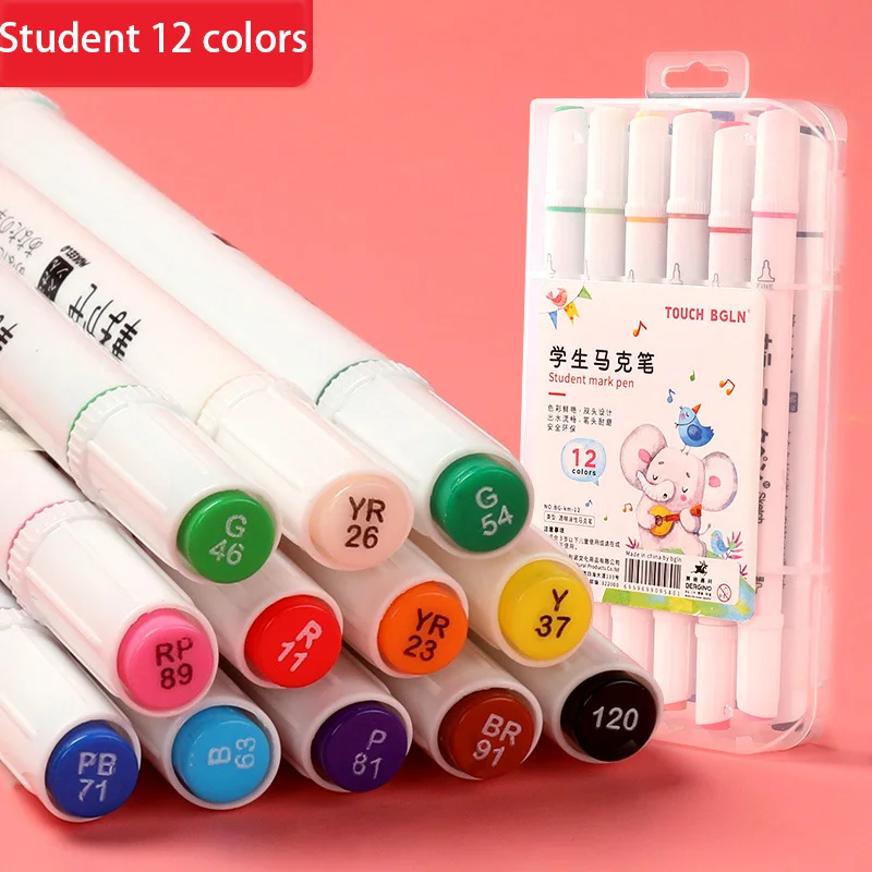 BNLG набор маркеров 24 цвета для начинающих двойная масляная ручка маркеры для детей ручная роспись граффити окрашенные маркеры товары для рукоделия - Цвет: 12 colors