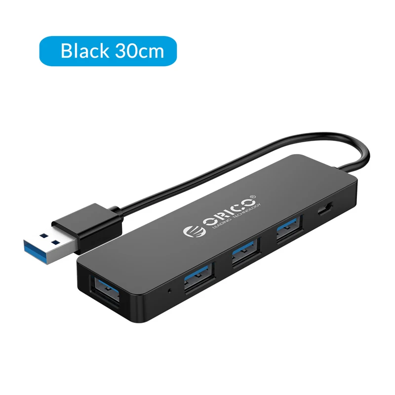 ORICO USB 3,0 концентратор с интерфейсом питания 4 порта USB разветвитель OTG адаптер Поддержка 5 Гбит/с 12 ТБ HDD для ПК компьютера ноутбука - Цвет: Black 30