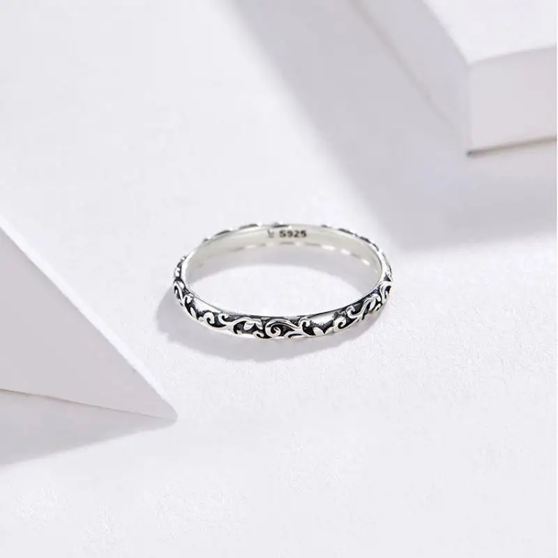 Кольцо с гравировкой, серебряное, черное, маленькие кольца на палец, унисекс, хорошее ювелирное изделие