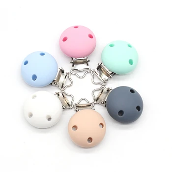 

2pcs Baby Pacifier Clip Silicone Soother Teether Nipple Holder Round Soft Clips Toys Buckle Newborn Nursing Supplies DIY