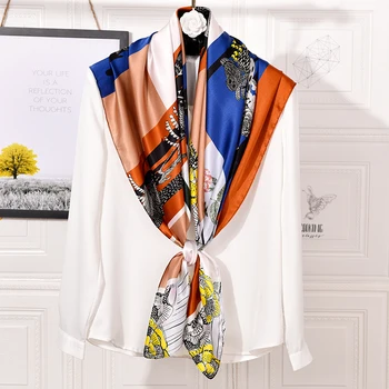 

2020 100% Pure Silk Scarf Square 108*108cm Women 12 mm Silk Bandana for Ladies Headscarves Hangzhou Natural Silk Square Scarves