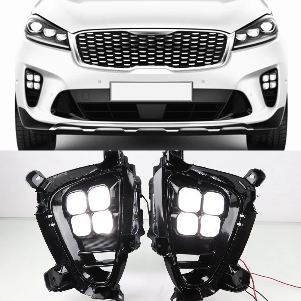 1Pair For KIA Sorento 2018 2019 2020 Car DRL Daytime Running Light LED Daylight Waterproof 12v