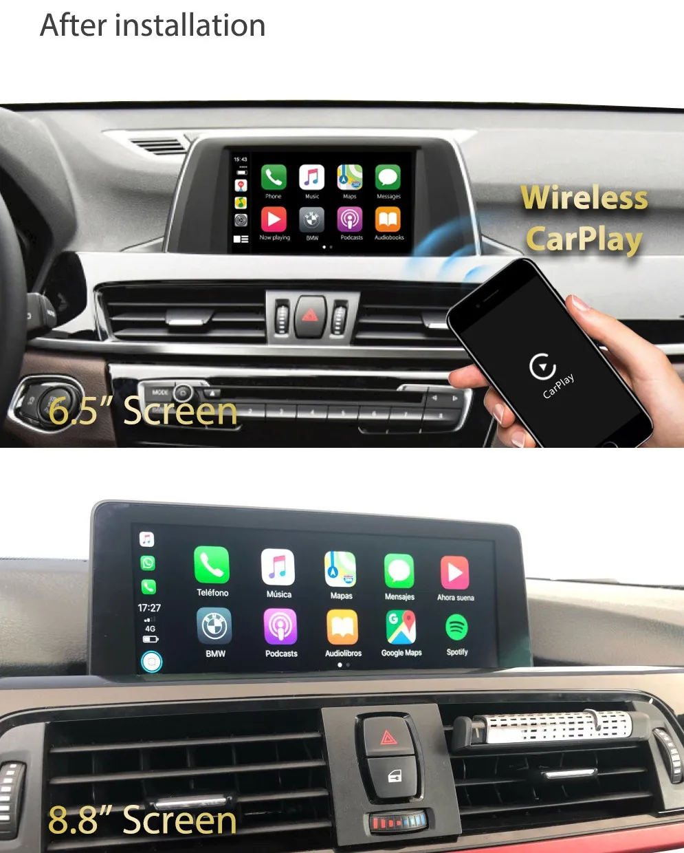 Andream беспроводной CarPlay Android авто интерфейс коробка для BMW 4 5 серии F32 F33 F36 F10 F11 F07 GT NBT системы Mirrorlink IOS