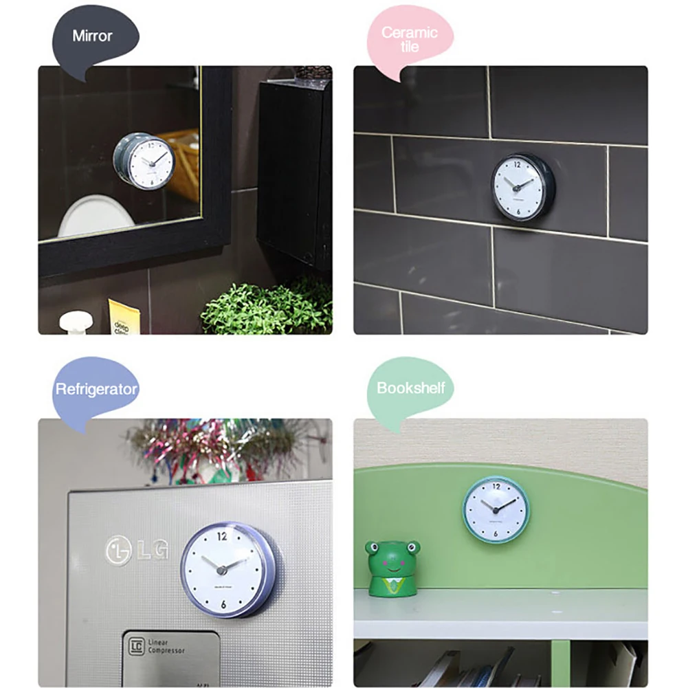 Mini Suction Cup Clock Bathroom Waterproof Sucker Alarm Clock Timer Decor Kitchen Bath Shower Wall Clocks Tiny Toilet Home Decor