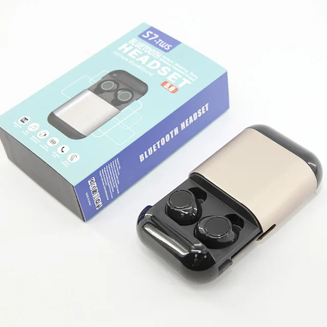 S7 Bluetooth наушники TWS наушники беспроводные Bluetooth наушники Lnnovation коробка для хранения зарядки мини HiFi Качество звука гарнитура - Цвет: S7 Gold box