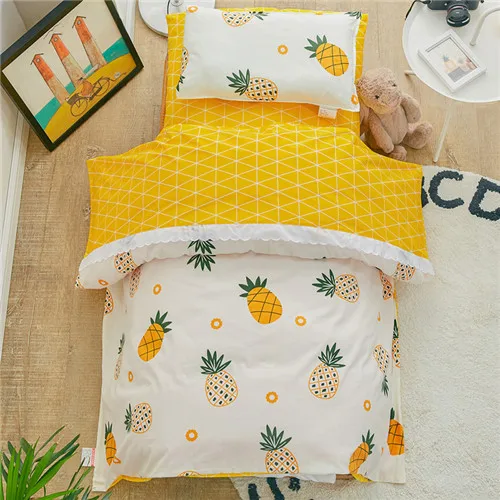 pineapple 3 шт./компл. хлопок кроватка постельное белье комплект мультфильм детские Постельное белье включает в себя наволочки пододеяльник без наполнителя - Цвет: pineapple