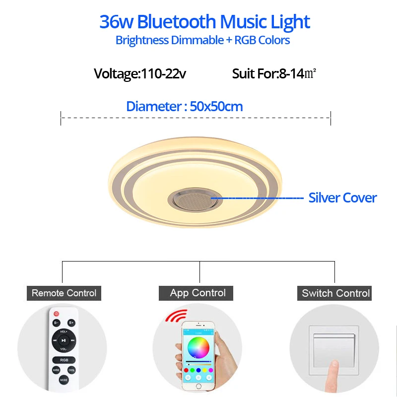 Bluetooth потолочный светильник RGB музыкальный потолочный светильник с Bluetooth Круглой Формы Светильник ing для домашнего прослушивания музыки светильник luminarias - Цвет корпуса: 36w