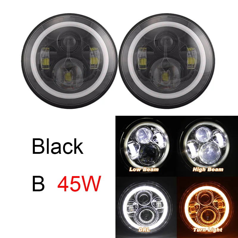  FADUIES 2Psc 7 Inch LED Headlight H4 Hi-Lo Beam With Halo Angel Eyes For Lada 4x4 urban Niva Jeep J - 32815159552