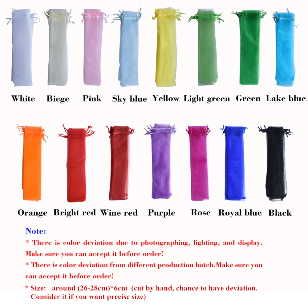 Folding Hand Fan Packaging Bags 14 colors souvenir gift wedding hand fan organza bags 50 pcs per lot