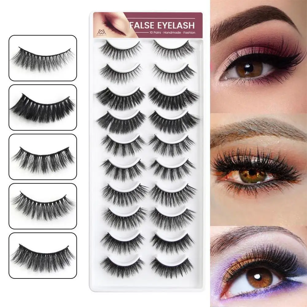 

10 Pairs 3D Mink Hair False Eyelashes Mixed Styles Natural Thick Mink Eyelash Extension Makeup Cross Natural Long Fake Lashes