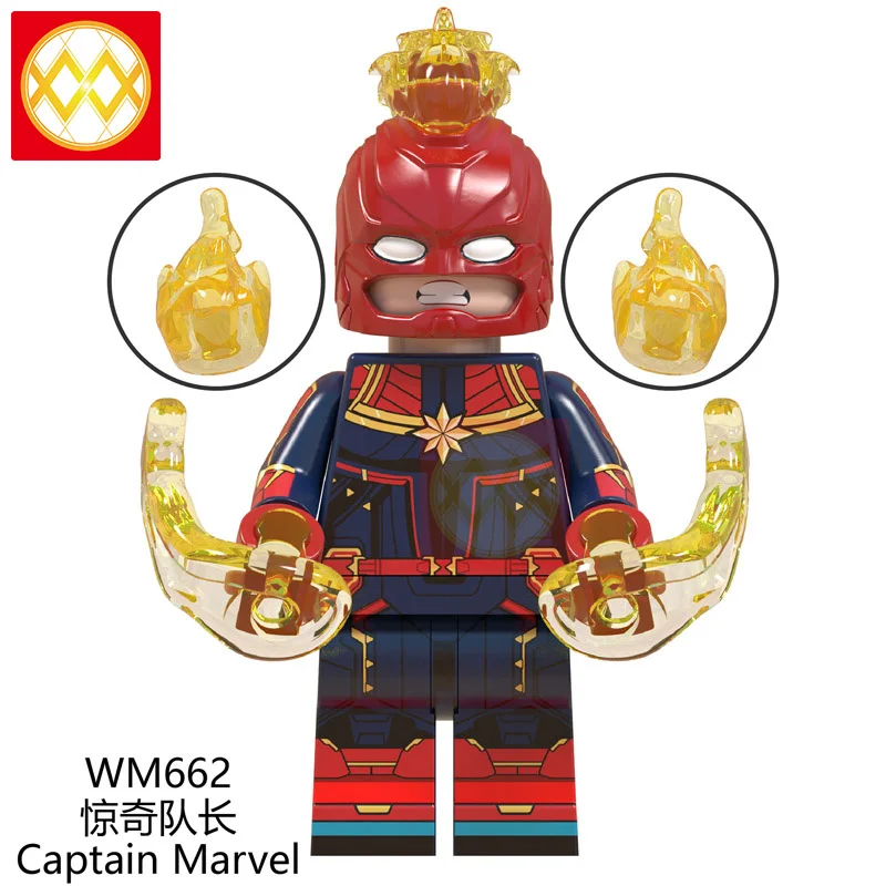 WM662-Captain Marvel 20 шт. GD231 Мстители эндгейм раненный Железный человек МК 85 50 танос гамора Тор Черная пантера Marvel строительные блоки игрушки - Цвет: WM662-Captain Marvel